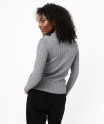 Pull en maille côtelée à col montant femme